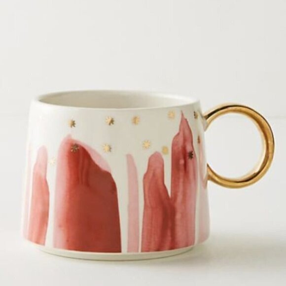 Anthropologie Pink Night Starry Sky Mugs Set of 4 - Picture 2 of 7